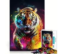 Neon Tiger Portrait 1000 Piece Jigsaw Puzzle for Teenagers Logic Sense Toy Quiet Hobby Smooth Edge Unique Gift (38x26cm)