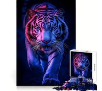 Neon Tiger Portrait 1000 Piece Jigsaw Puzzles for Adults Jigsaw Recall Upgrade Quiet Calm Clear Cut Premium Gift (38x52cm)