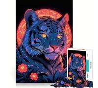 Neon Tiger Portrait 1000 Piece Jigsaw Puzzles for Adults Jigsaw Recall Upgrade Quiet Calm Clear Cut Premium Gift (38x52cm)
