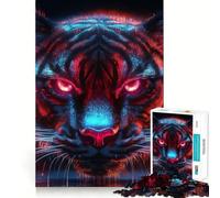 Neon Tiger Portrait 1000 Piece Jigsaws for Teenagers Brain Workout Toy Easy Leisure Image Assembly Stylish Gift (38x52cm)