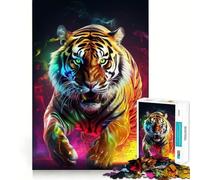Neon Tiger Portrait 1000 Pieces Jigsaw Puzzles for Adults Mind Skill Toy Easy Leisure Design Assembly Seasonal Gift (38x52cm)