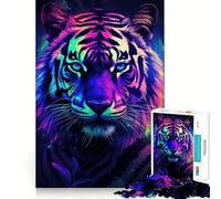 Neon Tiger Portrait 1000 Pieces Jigsaws Adults Puzzles Gifts Improve Memory Quiet Calm Sharp Edge Artistic Gift (38x26cm)