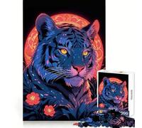 Neon Tiger Portrait Hard Jigsaw Puzzle for Adults 1000 Pieces Brain Skill Together Fun Exact Edge Creative Gift (50x75cm)
