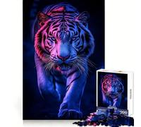 Neon Tiger Portrait Jigsaw Puzzle for Adults 1000 Pieces Mind Play Relaxing Fun Clean Edge Art Collection Piece (38x26cm)