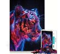 Neon Tiger Portrait Jigsaw Puzzles 1000 Pieces for Adults Strong Logic Toy Stress Free Clear Edge Thoughtful Gift (50x75cm)
