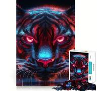 Neon Tiger Portrait Jigsaw Puzzles for Adults 1000 Pieces Reason Skill Toy Tension Relief Exact Cut Cherished Gift (50x75cm)