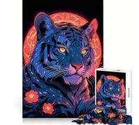 Neon Tiger Portrait Puzzles for Teenagers 1000 Pieces Brain Workout Toy Cozy Relax Image Assembly Warm Surprise (38x26cm)