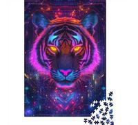 Neon Tiger Vision-2 Puzzle for Adults 1000 Pieces, Tiger Themed Jigsaw Puzzle, Gift for Quiet Evenings, 52x38cm/1000pcs