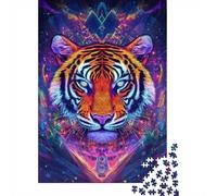 Neon Tiger Vision Jigsaw Puzzle for Adults, 1000 Pieces Animal Puzzle, Quiet Weekend Activity, 70x50cm/1000pcs