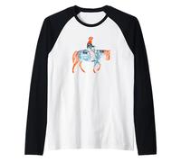 Neon Time Traveler Camouflage Cowboy and Horse Raglan Baseball Tee