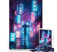 Neon Tokyo Rainy Night 1000 Piece Jigsaw Puzzle for Adults Smart Game Soothing Fun Pattern Assembly Stylish Gift (38x26cm)