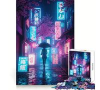 Neon Tokyo Rainy Night 1000 Piece Jigsaw Puzzles for Adults Teenagers Brain Skill Group Joy Exact Edge Stylish Gift (50x75cm)