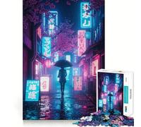 Neon Tokyo Rainy Night 1000 Piece Jigsaw Puzzles for Adults Teenagers Brain Skill Group Joy Exact Edge Stylish Gift (50x75cm)