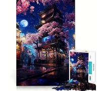 Neon Tokyo Sakura Store Hard Jigsaw Puzzle for Adults 1000 Pieces Logic Train Toy Peaceful Time Smooth Cut Premium Gift (50x75cm)