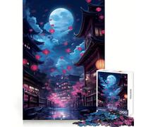 Neon Tokyo Sakura Street for Adults 1000 Piece Jigsaw Puzzle Think Smart Toy Leisure Time Accurate Cut Art Collectible (50x75cm)
