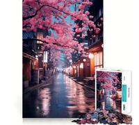 Neon Tokyo Sakura Street Jigsaw Puzzles for Adults1000 Piece Intellect Toy Stress Relief Precise Cut Perfect Present (38x26cm)
