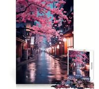 Neon Tokyo Sakura Street Jigsaw Puzzles for Adults1000 Piece Intellect Toy Stress Relief Precise Cut Perfect Present (38x26cm)