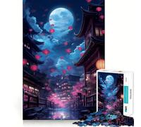 Neon Tokyo Sakura Street Teenagers Puzzles 1000 Piece Jigsaws Smart Reason Toy Indoor Play Smooth Edge Art Collection Piece (38x52cm)