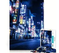 Neon Tokyo Street for Adults 1000 Piece Jigsaw Puzzle Think Smart Toy Leisure Time Accurate Cut Art Collectible (38x26cm)