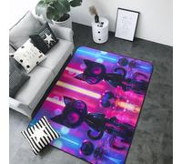 Neon Toy Cat Reflections Area Rug for Living Room Decor - Anti Slip Washable Throw Rug, 80x58 inches Indoor Carpet for Bedroom Living Room Decor