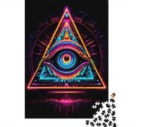 Neon Triangles Wall Art Print 1000-Piece Jigsaw Puzzle for Adults, 38x26cm/1000pcs; Clean White Cardboard for Sorting; A Calm After-work Activity