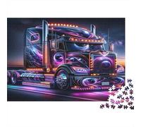 Neon Truck Jigsaw Puzzles 1000Pc Recycled Paper for Adults Puzzle for Adults Educational Game Decompression Fun Home Activity Great Gift Idea for Gift Giving 38x26cm/1000pcs