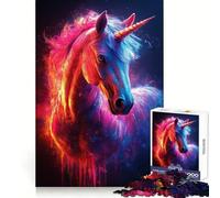 Neon Unicorn Portrait Jigsaw Puzzles 1000 Piece for Adults Smart Game Stress Free Pattern Assembly Warm Surprise (38x26cm)