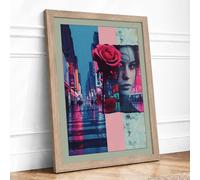 Neon Urban Soul Framed Wall Art Print A2 Oak