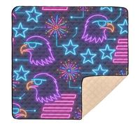 Neon USA Independence Day Seamless Pattern Soft Padded Baby Play Mat for Floor 1-Piecing Activity Entertainment Mat for Babies Infants Toddlers, 50'' x 50''