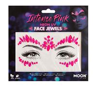 Neon UV Face Jewels by Moon Glow - Festival Face Body Gems, Crystal Make up Eye Glitter Stickers, Temporary Tattoo Jewels (Intense Pink)