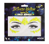 Neon UV Face Jewels by Moon Glow - Festival Face Body Gems, Crystal Make up Eye Glitter Stickers, Temporary Tattoo Jewels (Intense Yellow)