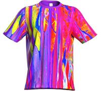 Neon UV Glow Blacklight Designed Handmade Art Shirt Printed Short Sleeve Sport Workout Exercise Boy Guy Unisex Men T-Shirt, Acid Cream, Medium