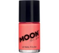 Neon UV Nail Polish by Moon Glow - Pastel Corel - Bright Neon Nail Varnish - Glows under UV - 10ml