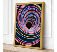 Neon Vortex Modern Canvas Wall Art Print 18x12 Inch (46 x 30 cm)