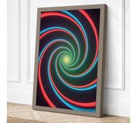 Neon Vortex Modern Canvas Wall Art Print 24x16 Inch (61 x 41 cm)