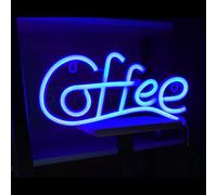 Neon Wall - Coffee Letter Lamp Neon LED Light Sign & Stickers DIY for Opening Hours for Bar Restaurants Kitchen Party Decoration (Coffee Blue)