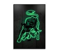 Neon Wall Street Bull Inspirational Wall Art Poster, Stock Market Sign, Forex Trading Inspiration, Trader Art Gift Office Decor 60X90Cm No Frame