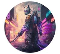Neon Warrior 1000-Piece Jigsaw Puzzle 1000 Piece Round Jigsaw Challenging Brain Teaser - Relaxing Toy for Teenagers 67.5x67.5cm