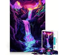 Neon Waterfall Landscape 1000 Piece Jigsaw Puzzle for Adults Brain Tease Toy Together Fun Perfect Cut (38x26cm)