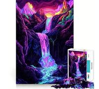 Neon Waterfall Landscape 1000 Piece Jigsaws for Teenagers Brain Workout Toy Easy Leisure Image Assembly Stylish Gift (50x75cm)
