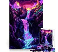 Neon Waterfall Landscape 1000 Piece Jigsaws for Teenagers Brain Workout Toy Easy Leisure Image Assembly Stylish Gift (50x75cm)