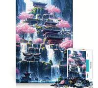Neon Waterfall Temple 1000 Piece Jigsaw Puzzles for Adults Strengthen Recall Relax Time Quality Edge Birthday Gift (50x75cm)