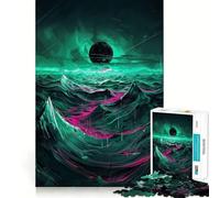 Neon Wave Planet Jigsaw Puzzles 1000 Pieces for Adults Strong Logic Toy Stress Free Clear Edge Thoughtful Gift (38x52cm)