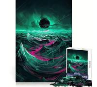 Neon Wave Planet Jigsaw Puzzles 1000 Pieces for Adults Strong Logic Toy Stress Free Clear Edge Thoughtful Gift (38x52cm)