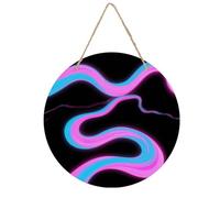 Neon_wave Welcome Sign for Front Door 7.9 Wooden Flower Door Hanger, Rustic Round Large Wood Plaque Wall Hanging Decor for Front Porch Outdoor Farmhouse Home Decorations