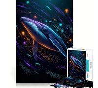 Neon Whale Deep Sea 1000 Adult Pieces Jigsaw Puzzle Brain Teaser Calm Escape Pattern Assembly Santa Wish Gift (50x75cm)