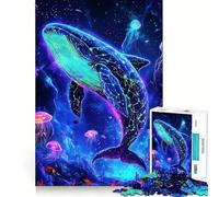 Neon Whale Deep Sea Jigsaw Puzzles 1000 Piece for Adults Improve Memory Peaceful Time Fine Edge Santa Wish Gift (38x26cm)