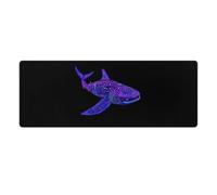 Neon Whale Shark Rectangular Non-Slip Mouse Pads Rubber Base Desk Mat for Home Office 30x80cm