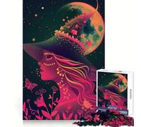Neon Witch Under The Moon Teenagers Puzzles 1000 Piece Jigsaws Smart Game Calming Play Pattern Assembly Lovely Present (38x26cm)