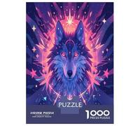 Neon Wolf 1000 Piece Jigsaw Puzzle Paper for Adults Star Light Focus and Family Relax Decor Gift 52x38cm/1000pcs